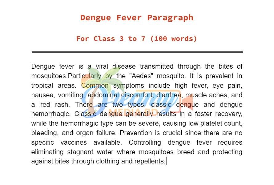 Dengue Fever paragraph 