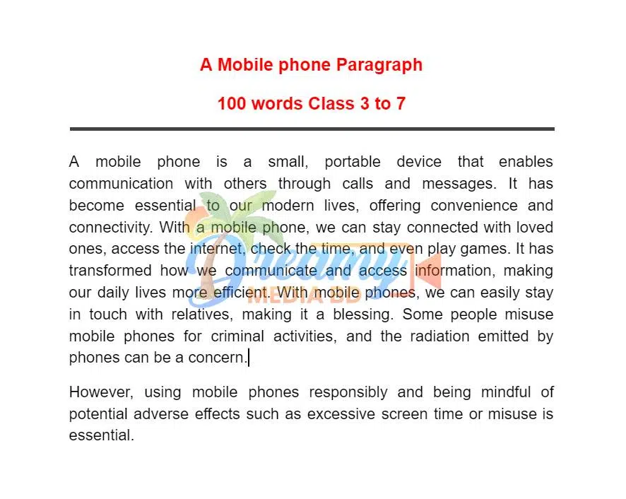 A mobile phone paragraph 