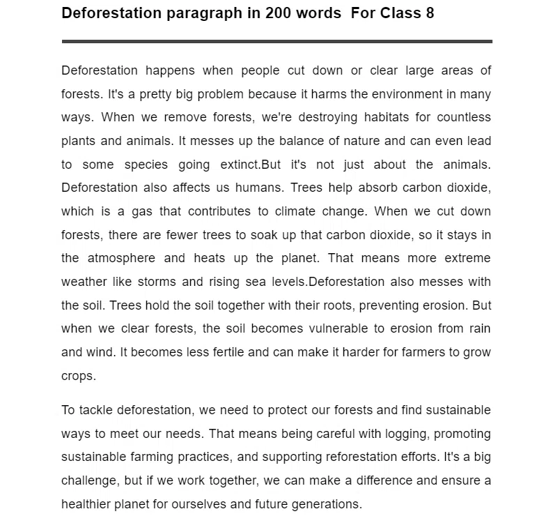 Deforestation paragraph
