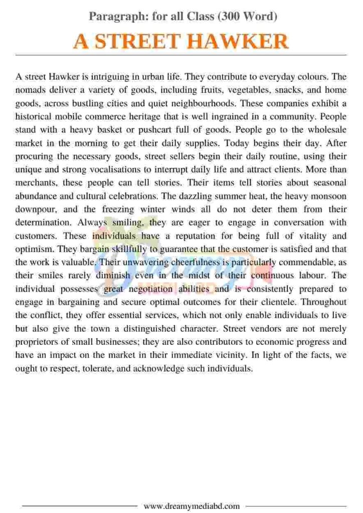 A Street Hawker Paragraph