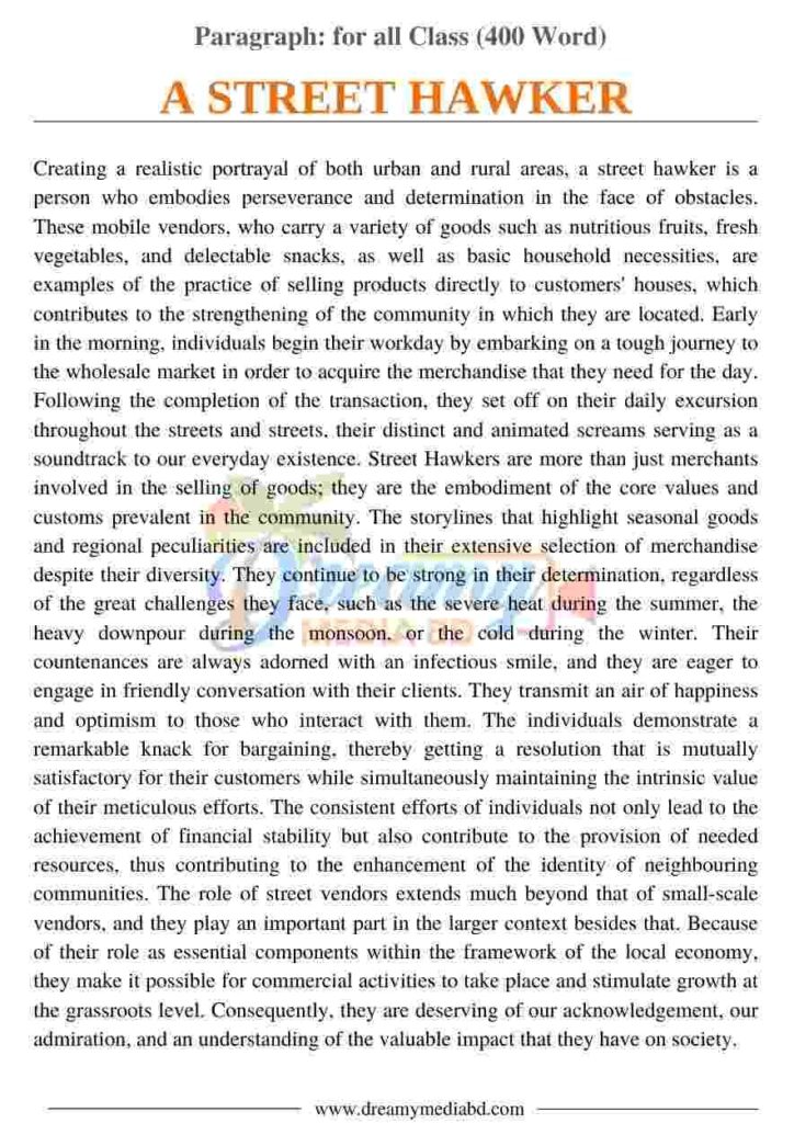 A Street Hawker Paragraph