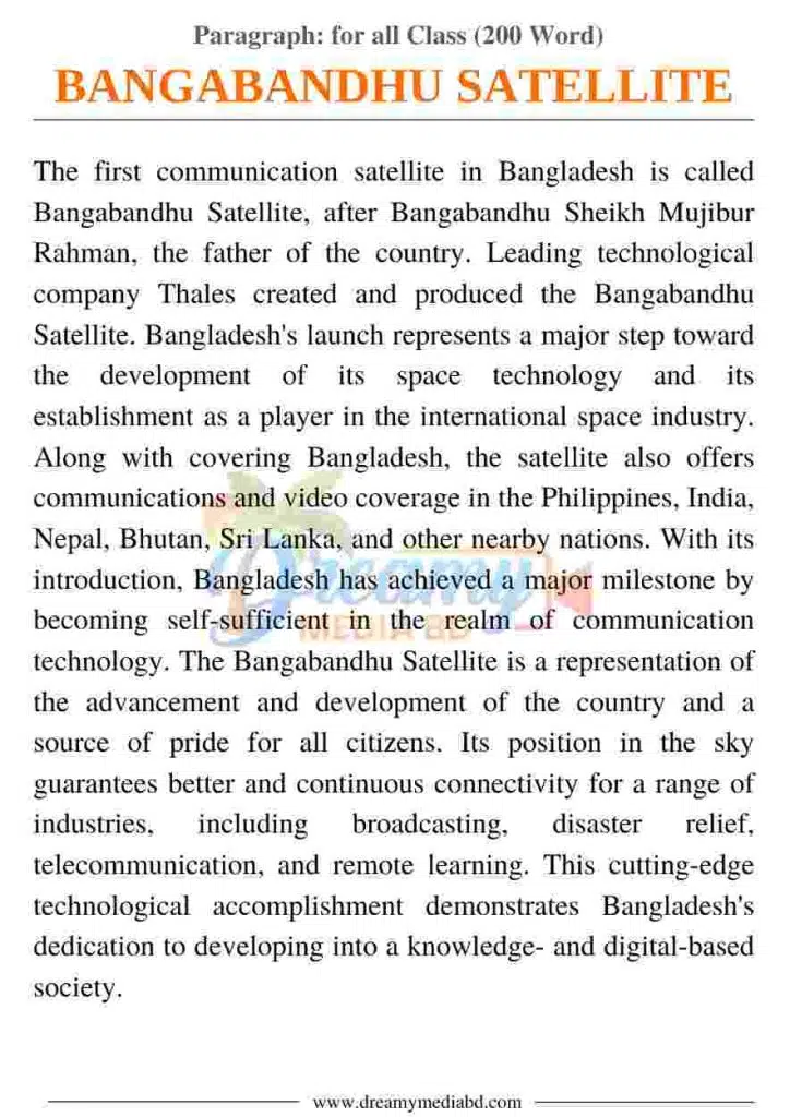 Bangabandhu Satellite Paragraph_ for all Class (200 Word)