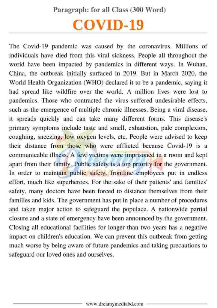 COVID-19 Paragraph_ for all Class (300 Word)