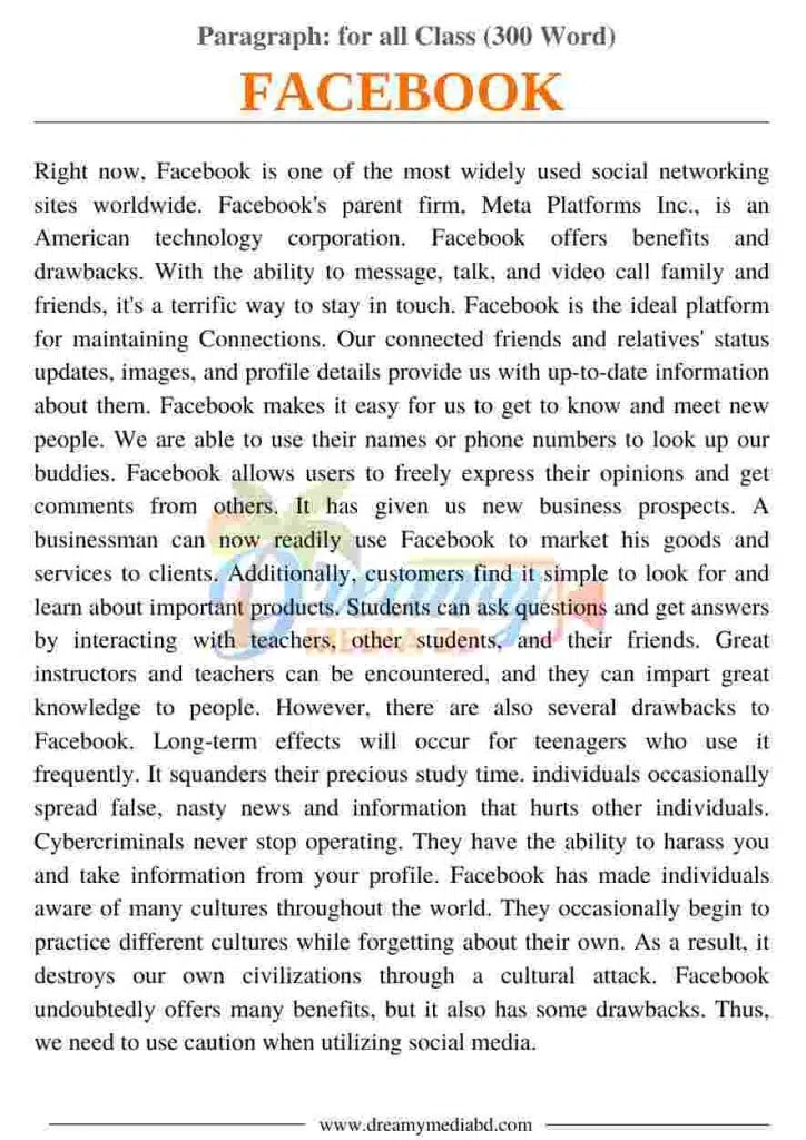 Facebook Paragraph_ for all Class (300 Word)