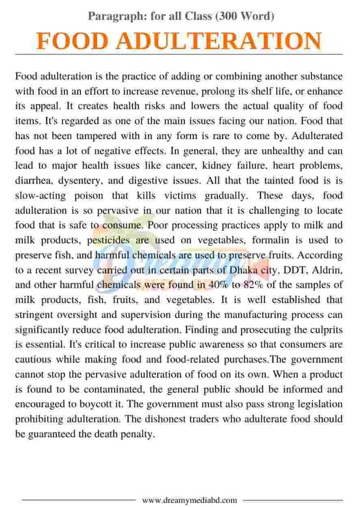 Food Adulteration Paragraph_ for all Class (300 Word)