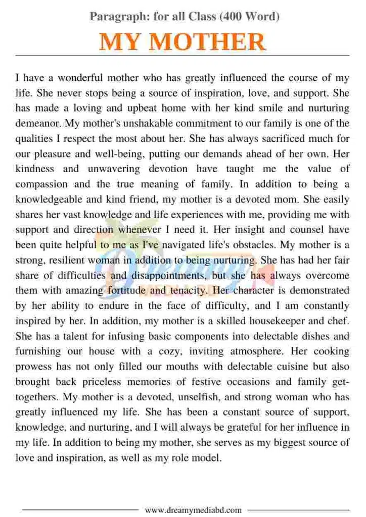 My Mother Paragraph_ for all Class (400 Word)
