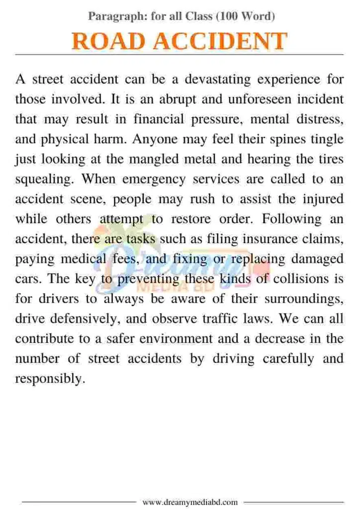Road Accident Paragraph_ for all Class (100 Word)