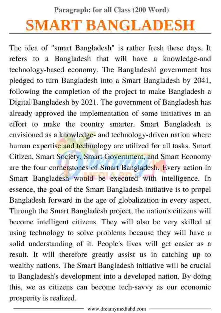 Smart Bangladesh Paragraph_ for all Class (200 Word)
