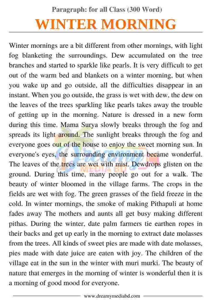 Winter Morning Paragraph_ for all Class (300 Word)