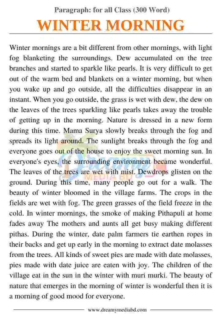 Winter Morning Paragraph_ for all Class (300 Word)