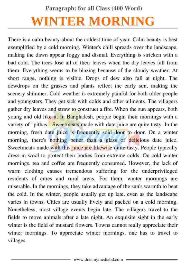 Winter Morning Paragraph_ for all Class (400 Word)