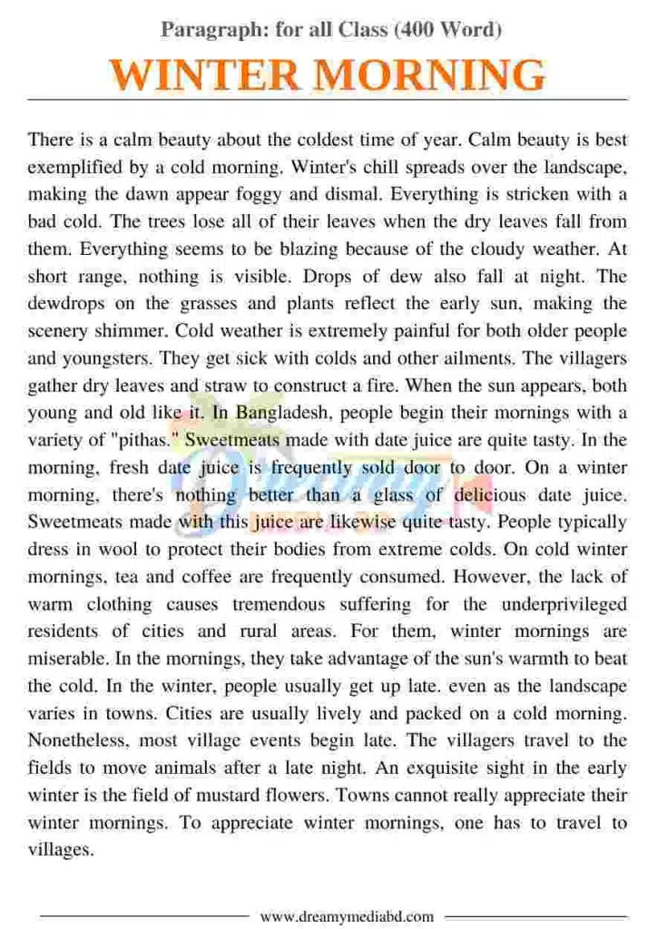 Winter Morning Paragraph_ for all Class (400 Word)